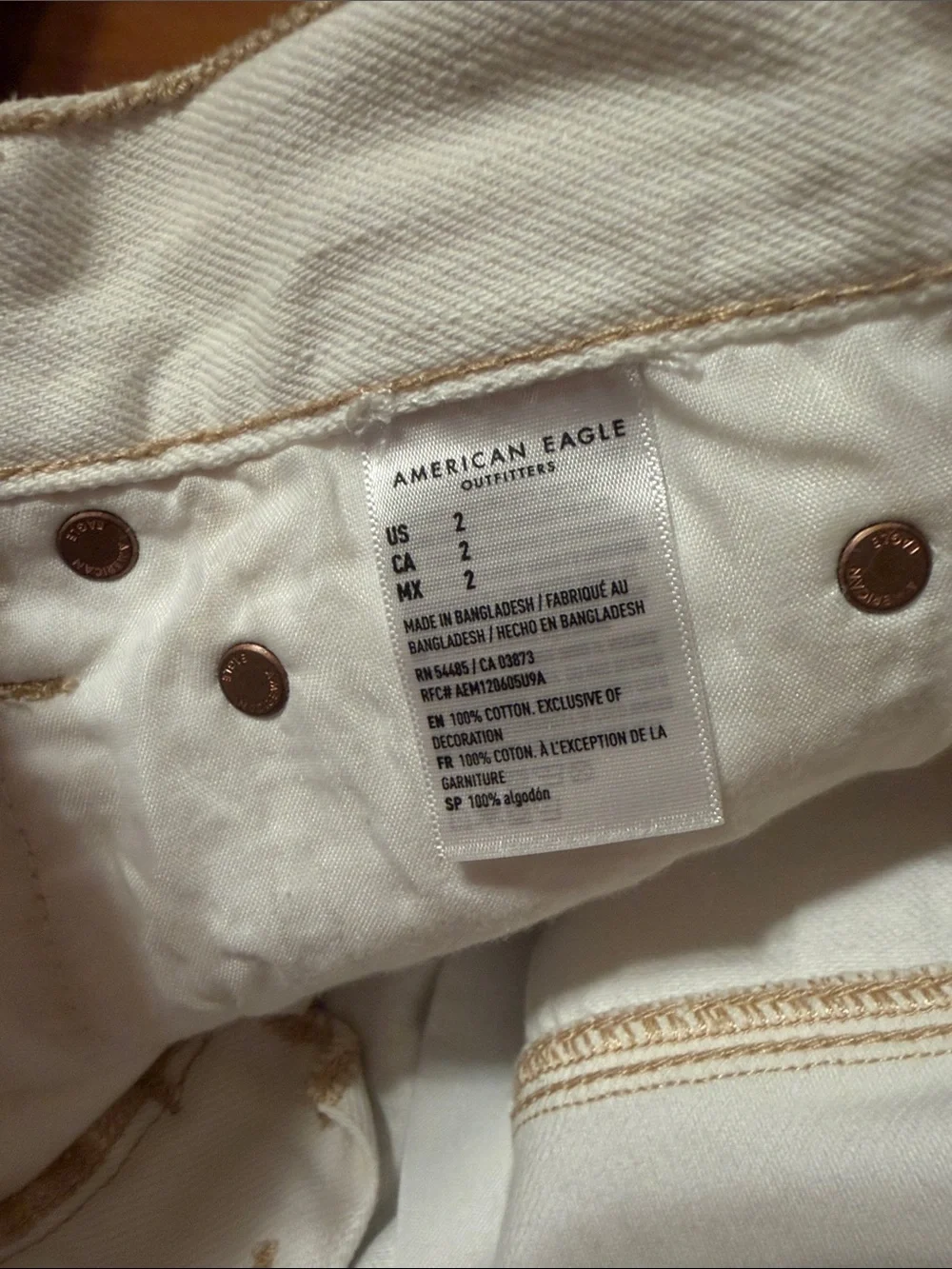 American Eagle Outfitters Distressed High-Rise Denim Shorts in Off-White - Picture 2 of 3